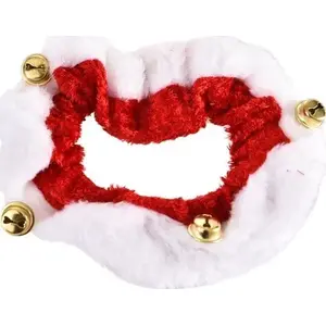 Dog holiday scarf/cowl with bells, barry king BK-15606, red, 8.5×7.5 cm