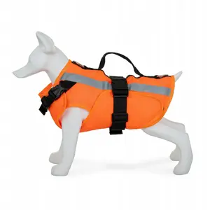 Dog life jacket Lalazoo M — chest 39–47 cm, girth 40–54 cm, height 35 cm, orange, Oxford fabric