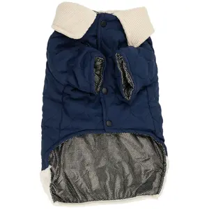 Dog jacket Lalazoo BK-21037, navy quilted with collar, size S (35 cm)