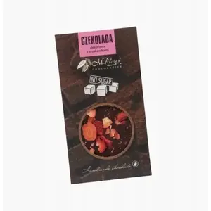 Chocolate bar M.Pelczar Chocolatier Czekolada deserowa bez cukru z truskawkami 45 g – sugar-free dessert chocolate with strawberries