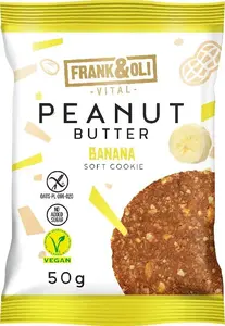 Frank&Oli Cepums ar zemesriekstu pastu un kaltētiem banāniem 50 g — uzkodu cepums