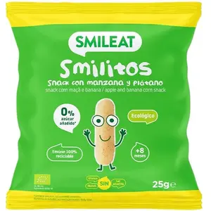 Kukurūzas plāksnītes ar ābola un banāna garšu BIO Smileat Smilitos 8m+ 25 g