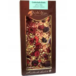 White chocolate with pistachios and cherries 85 g — M.Pelczar Chocolatier