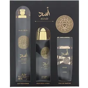 Lattafa Asad set (EDP 100 ml + air freshener 300 ml + body spray  200 ml) (Dior Sauvage Elixir clone)
