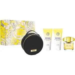 Набор: Versace Yellow Diamond Pour Femme одеколон-спрей 90 мл + гель для душа 100 мл + лосьон для тела 100 мл + косметичка