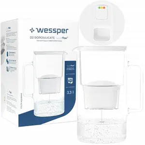 Кувшин-фильтр для воды wessper D2 Borosilicate FutureFlow Aquamax — модель WES201-FF-WH