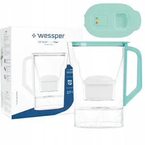 Фильтрующий кувшин wessper D3 SLIM FutureFlow Aquamax (WES205-FF-MT) — тонкий корпус, для очистки питьевой воды