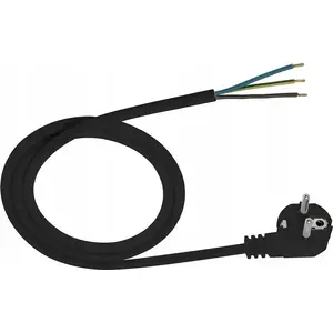 Power cable with angled plug UN model E+20-010, 3×1.5 mm², length 1.5 m, black