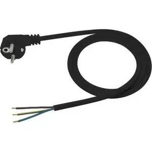 UN angled power cable with plug 3×1.0 mm², 5 m, black