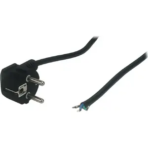 Power cable MPL Power POSAC-10/7/7L-18B CEE7/7 to IEC with H05VV-F 3x0.75 mm², length 1800 mm, tinned ends, black