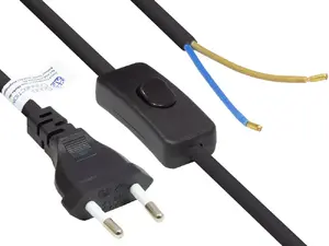Power cable Alcasa P0386-S015, H03VVH2-F, Type C plug, 1.5 m, 250 V 2.5 A