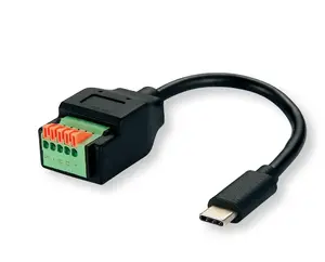 Saskarnes adapteris ROLINE 12.02.1173 — USB Type-C (male) uz Terminal, 0,15 m, melns/zaļš/oranžs