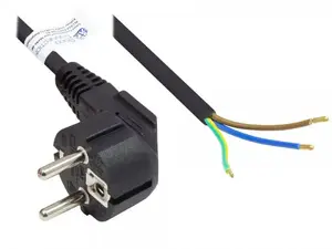Power cable Alcasa P0185-S030, H05VV-F3G, 3 m, power plug type E+F, 250 V