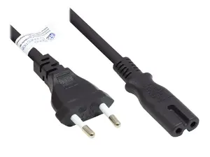 Power cable Alcasa P0370-S007, H03VVH2-F, 0.75 m, Type C plug to C7 coupler, 250 V 2.5 A