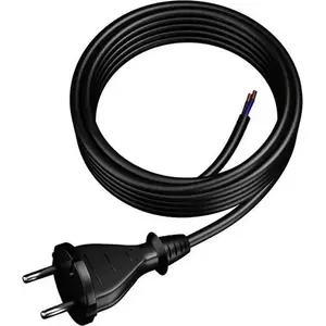 Силовой кабель с прямой вилкой UN W-20015 H05RR 2×1,0 мм² 5 м, черный, IP20