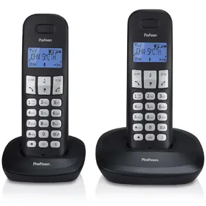 DECT tālrunis Extralink Profoon PDX-1120 — atbalsts 2 rozetēm, 10 ierakstu tālruņu grāmata, melns