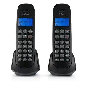 DECT telefons Extralink PDX-320 — bezvadu klausules, 2 klausules, 50 ierakstu tālruņu grāmatā, melns