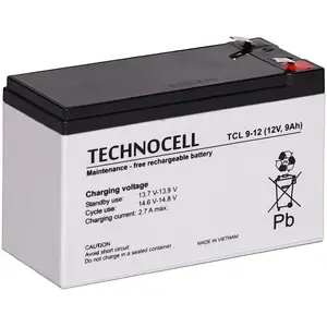 Uzlādējamais AGM svina-skābes akumulators Technocell TCL9-12 12V 9Ah