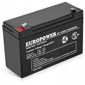 Sealed Lead-Acid Rechargeable Battery europower EP12-6 6V 12Ah (Valve-Regulated)