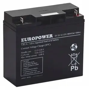 Герметичный AGM аккумулятор europower EV 22-12 12В 20Ач (C10) - свинцово-кислотный перезаряжаемый