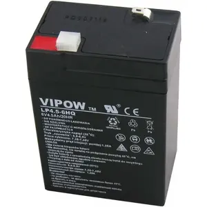Hermētiska svina-skābes baterija VIPOW 6V 4.5Ah modelis BAT0202