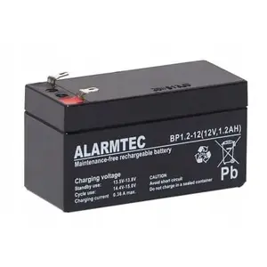 Sealed VRLA AGM battery Alarmtec EMU Electronic BP 1.2-12 — 12 V, 1.2 Ah, 43×59 mm, 570 g