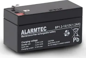 Sealed VRLA AGM battery Alarmtec EMU Electronic BP 1.2-12 — 12 V, 1.2 Ah, 43×59 mm, 570 g