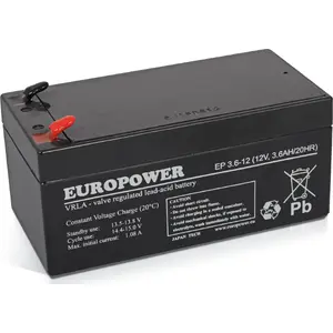 Аккумулятор europower EP3.6-12 12В 3.6А·ч AGM герметичный свинцово-кислотный