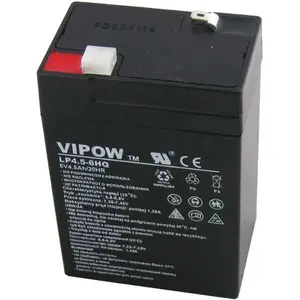Uzlādējams svina-skābes akumulators VIPOW 6V 4.5Ah BAT0200, bezapkopes