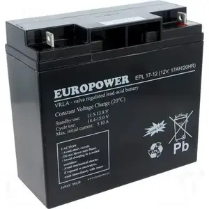 Свинцово‑кислотный AGM аккумулятор europower EPL17-12 12В 17А·ч — герметичный перезаряжаемый источник питания