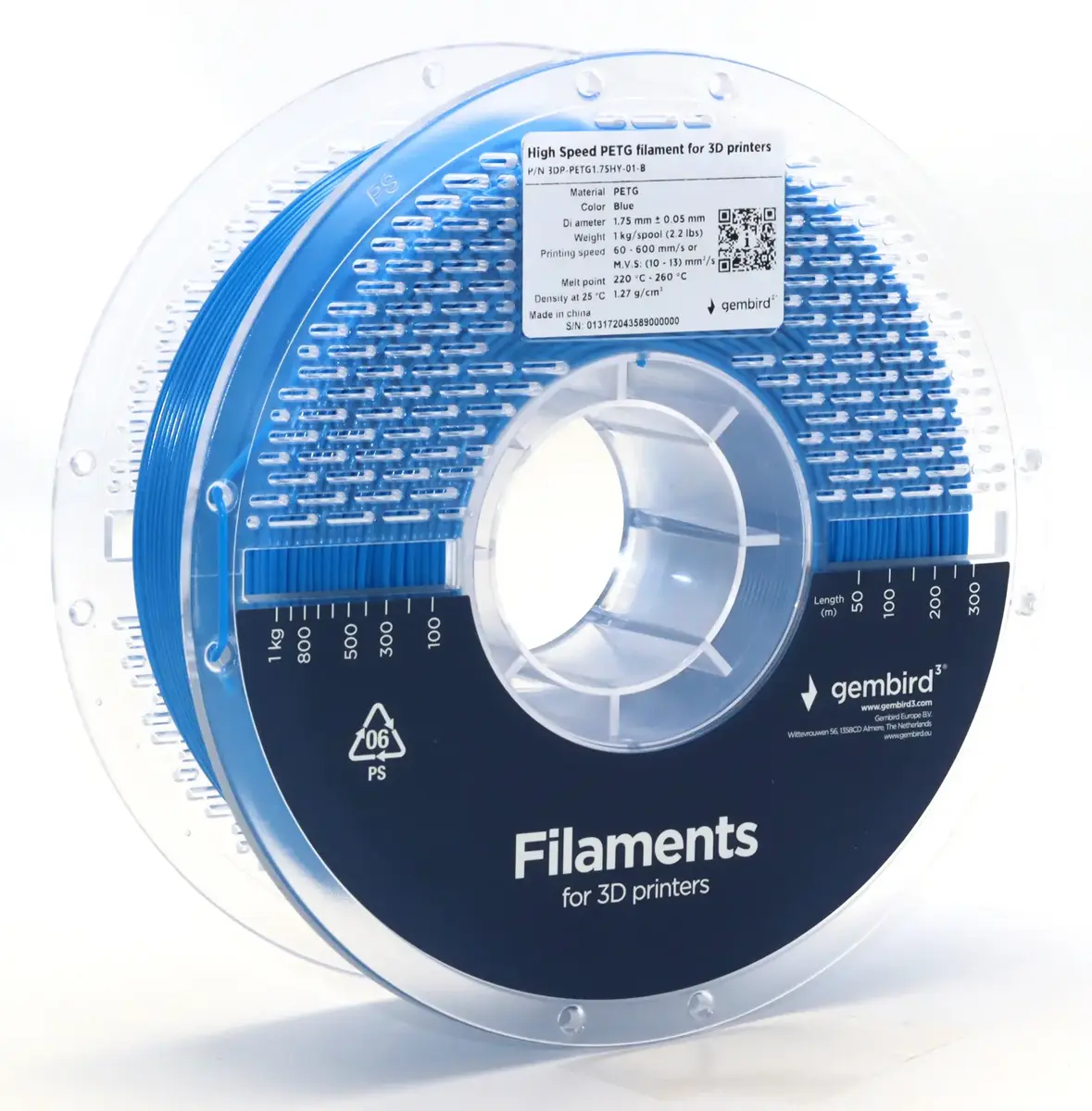 Gembird PETG 1.75 mm Blue 1 kg filament Photo 2