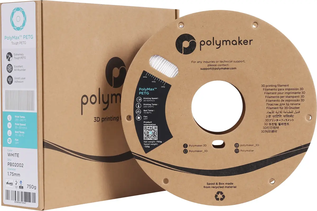 Poly PETG 1.75 mm filaments balts 750 g Photo 2