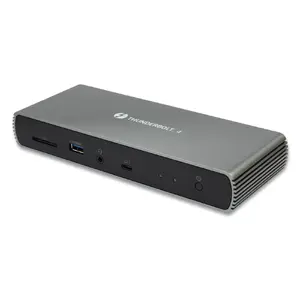 Док-станция для ноутбука eSTUFF GLB232005 — проводная Thunderbolt 4, PD 96 Вт, 2.5GbE, SD/SDHC/SDXC, 40 Гбит/с, алюминий/чёрный