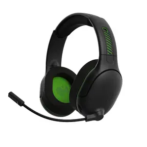 PDP AIRLITE Pro bezvadu austiņas — cirkumaurālas spēļu austiņas, darbības rādiuss 12,2 m, 257 g, melna/zaļa
