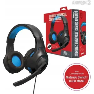Vadāmas spēļu austiņas Soundtac M07222-BU, uz auss, ar mikrofonu, 3,5 mm, zilas