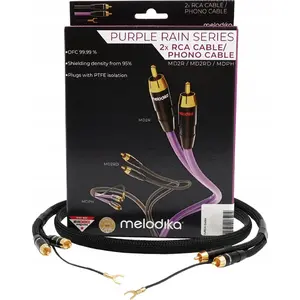 Turntable cable Melodika MDPHD25 Purple Rain Black Edition — 2.5 m, 2xRCA PHONO with grounding wire
