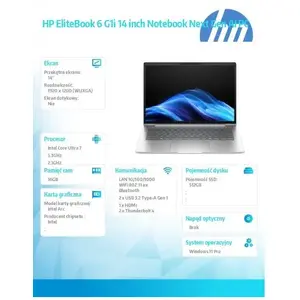 Ноутбук HP EliteBook 6 G1i U7-265U 13,3" — 512 ГБ SSD, 16 ГБ ОЗУ, Windows 11 Pro