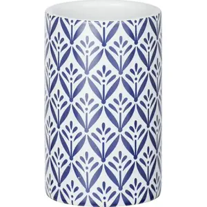 Bathroom cup Wenko Lorca 11 cm ceramic white/blue
