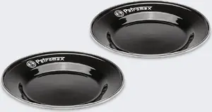 Dining plate set Petromax PX-PLATE-S — round glass and black steel, 2 pcs