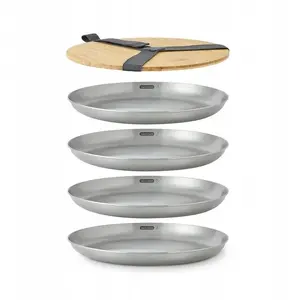Dinner plate set Ambition BB — 4 stainless steel plates, 6 pieces