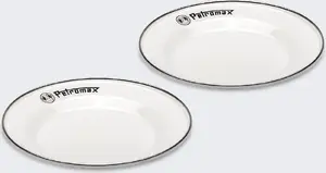 Dining plate set Petromax PX-PLATE-W — round glass and steel, white, 2 pieces