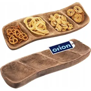 Wooden divided snack plate ORION Ori_129219 — mango wood, 35×11 cm