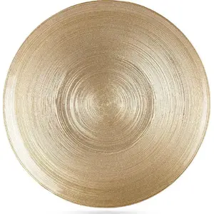 Dinner plate Vilde Ori_139266 — 28 cm flat large glass plate, gold finish