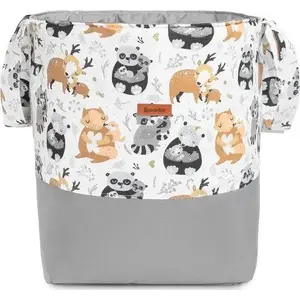Toy Storage Basket Sensillo medium 35×47 cm, gray raccoon pattern
