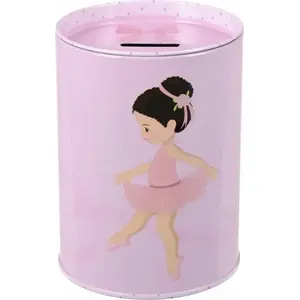 Piggy Bank Jar STARPAK SKARBONKA MET OKR BALERINA STK PB 6/24, metal round coin box