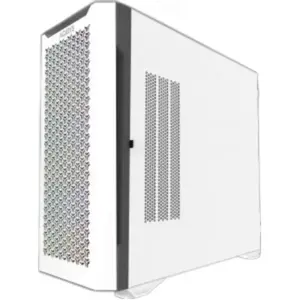Aqirys Aquilla White Midi Tower PC case — tempered glass, supports ATX/EATX/Micro‑ATX/Mini‑ITX, 3×140mm front fans