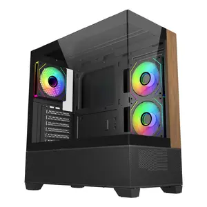 No name Cooler Master Elite 690 Wood midi-tower PC case — Black, Wood/Tempered glass/Steel, ATX/Micro ATX/ITX, 454×218×434 mm