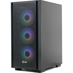 Datora korpuss Zenpc Flow TG Black ar rūdīta stikla sānu paneli, 4x P12 PWM ARGB ventilatori