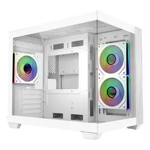 PC Mini Tower Cooler Master Elite 481 Wood — White, Mini-ITX/Micro-ATX, Side PSU, 2x120mm+1x120mm fans