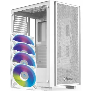 Datora korpuss Zenpc Z1 Mesh Glass balts ar 4x P12 PWM PST ARGB ventilatoriem